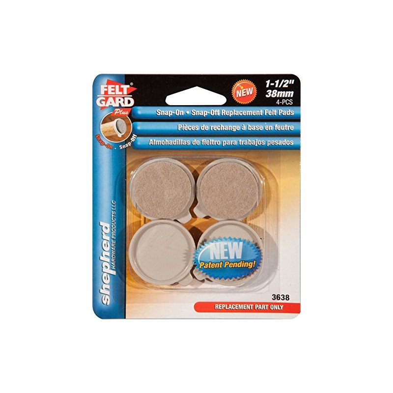 Shepherd Hardware 3638 1-1/2-Inch Snap-On/Snap-Off Replacement Pads, 4-Count