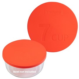Yodecy 1 Pack Round Silicone Storage Cover Lid, Replacement Lid, Red Bowl Lids Fit 7402-PC 6/7 Cup Glass Bowls (Red)