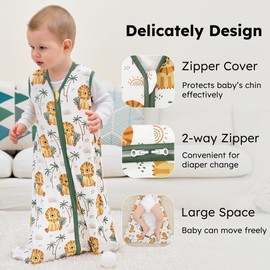 FIEMOL Baby Sleeping Bag 12-18 Months 0.5 Tog Baby Wearable Blankets Cotton, 3 Pack Summer Breathable Sleep Sack for Newborn Infant 76-89cm Brown Lion
