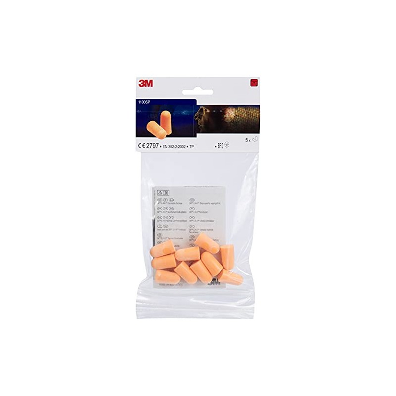 3M 3M? Earplugs, 37 db, Uncorded, 5 Pairs/Bag, 1100