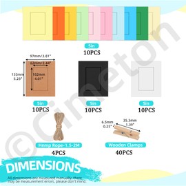 Cimeton 40Pcs Paper Picture Frames 3.5x5 inch Photo Frame Picture Frames Kit with Wooden Clips and String Multi-Color Paper Photo Frame DIY Photo Frames for Wall Decor