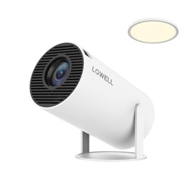 LQWELL HY300 PRO Mini Projector + Ceiling Light Combination, 4K 1080P Support, Android 11, Wireless Projection, Supports Airplay Miracast, with WiFi Bluetooth, Portable Projector