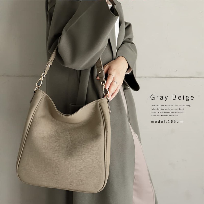 VITAFELICE sib-20003n Women's Genuine Leather 2-Way Shoulder Bag, grey beige