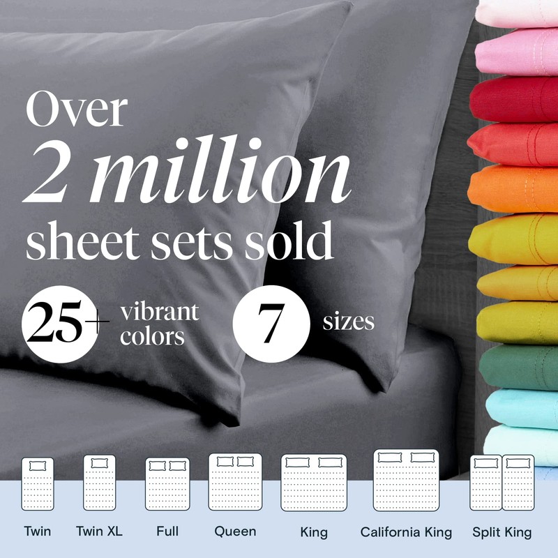 LuxClub 6 PC King Size Sheet Set Bamboo Sheets Deep