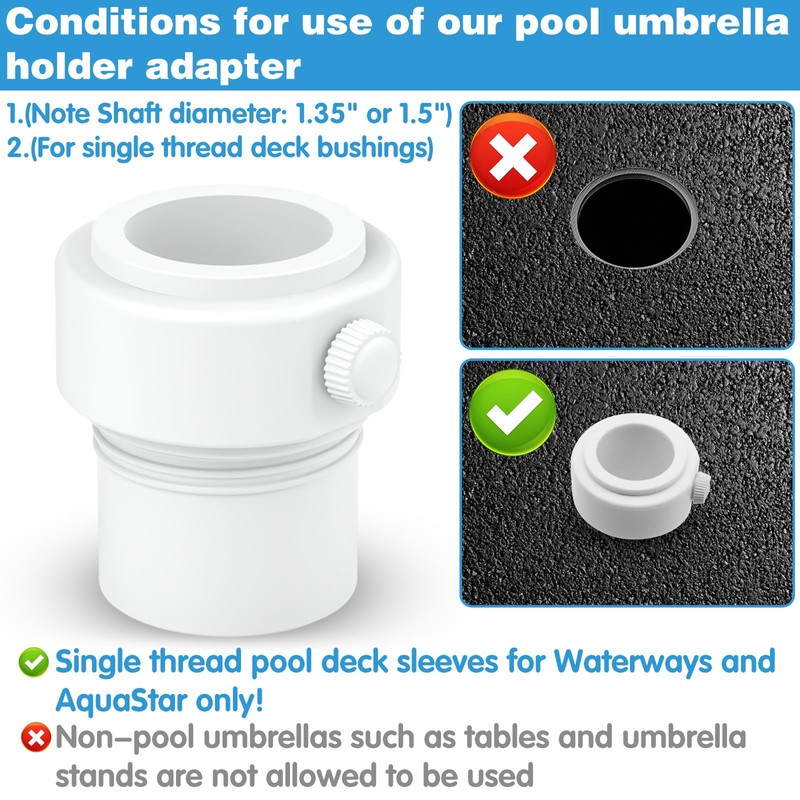 CYUXING White Pool Umbrella Holder Adapter Supplies, Umbrella Pole Stabilizer