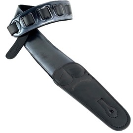 Walker And Williams GR-10 Vintage Silverburst Black Finish Guitar Strap with Pick Pockets & Padded Velour Back For Acoustic, Electric, And Bass Guitars