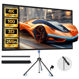 Projector Screen with Stand - 100" Indoor/Outdoor 16:9, 4K HD PVC Screen with 1.5 Gain, 2IN1 for Backyard Theater & Wall Hanging, Includes Carry Bag