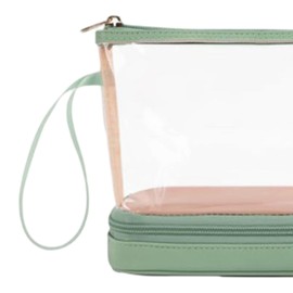 MagiDeal Cosmetic Bag Make up Organizer Double Layer for Accessories Brushes Transparent with Wet and Dry Compartments Toiletries Case, Green