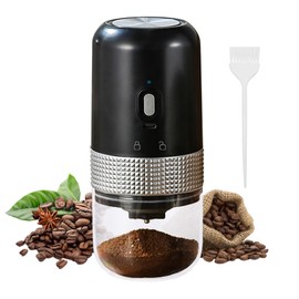 BELCHERCC5 molino de cafe electrico,Molino de cafe inalámbrico ajustable. Triturador de cafe de grano con núcleo cerámico en espiral. Adecuado para granos de café, especias.（negro）