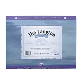 Daler-Rowney The Langton Watercolour Paper, Rough, 300 gsm, 140lb, Pad, Glued 4 Sides, 12 x 9in - 30.5 x 22.9 cm, Natural White, 12 Sheets