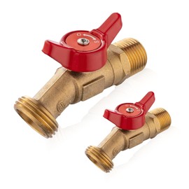 GUOFIS Outdoor Garden Spigot,1/4 Turn Sillcock Hose Bibb Faucet/Valve,3/4" Male NPT Inlet x 3/4" Male GHT Threaded Garden Hose Outlet/Connector(2Pack,Red)