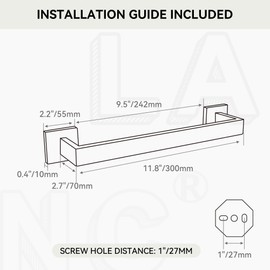 LANC 12-Inche Towel Bars for Bathroom WTotal Mounted 30-CM Brushed Nickel Bath Towel Ring 304 Stainless Steel Total-14” Towel Rails for Kitchen Hand Towel Holder Racks Hanger Rods, A8804BN-3P1