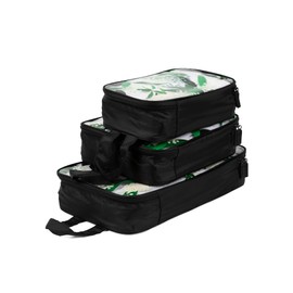 MIAMICA,3-Piece Luggage Packing Cubes,Black Floral Design – Includes Small,Medium and Large Suitcase Organizers with Durable Design