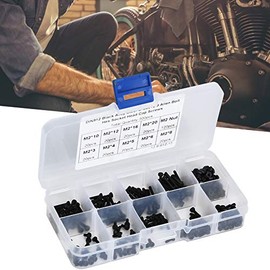 300pcs M2 x 3-20mm 12.9 Grado Hexagonal Negro Tornillo Tornillo y Tuerca Kit Aleación de Acero Botón Tornillos de Cabeza Hueca