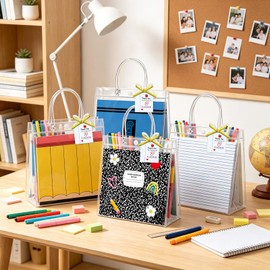 24 Pack Back to School Gift Bags Bulk, Clear PVC First Day of School Goodie