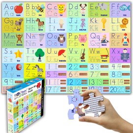 Think2Master Colorful Alphabet & Numbers 100 Pieces Jigsaw Puzzlef. Great Gift Size:23.4” X 16.5”