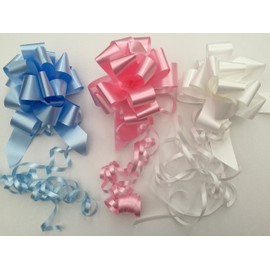 31mm Pull Bow Pack 3 - Light Blue,Baby Pink & White Colours Instruction Sheet Packaging (Sent Flat Packed)