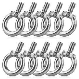 10 Pcs M8 Stainless Steel Lifting Eye Bolts - Hardware Eyebolts, Male Thread Ring Screw for Lifting and Various Engineering Equipment