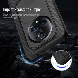 XTCASE Case for Honor Magic 5 Pro, Camera Protection Case Cover Slide Camera Cover Ultra Slim Hard PC Anti-Shock Anti-Scratch Protect Case, Black