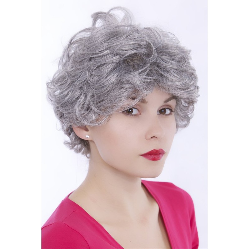 Wig Me Up – GFW513 51 Women's kurzhaarig White Grey Curly Wig