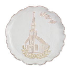 Mud Pie Church Blessing Platter, 12 1/2" dia, WHITE