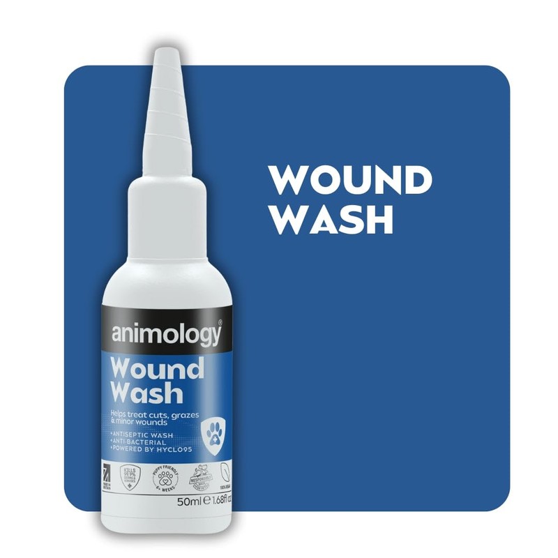 Animology Wound Wash 50ml, Gentle Wound Cleanser for Dogs with