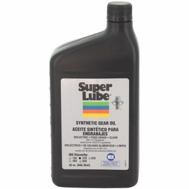 Super Lube Synthetic Gear Oil - Heavy Duty Synthetic Machinery Oil for Truck & Auto Maintenance - NSF H1 Food Grade Gear Lubricant - ISO 220 - Translucent Amber - Bottle - 1 qt (54200)