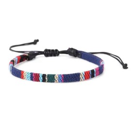 Wagoodter Adjustable Woven Stretch Bracelet Unisex Braided Anklet Bracelet Beach Colorful Thin Rope, Cotton