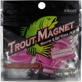 Leland's Lures Trout Magnet 50-Pack Split-Tail Grub Body Pack, Also Great for Bass and Panfish, Cotton Candy