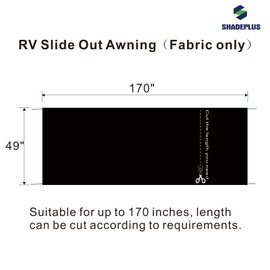 SHADEPLUS RV Slide Out Awning Fabric Replacement RV Slide Topper Universal Slide Topper Awning Fabric Replacement for 5th Wheel RVs, Travel Trailers and Motorhomes (49" x 170", Black Fabric Only)