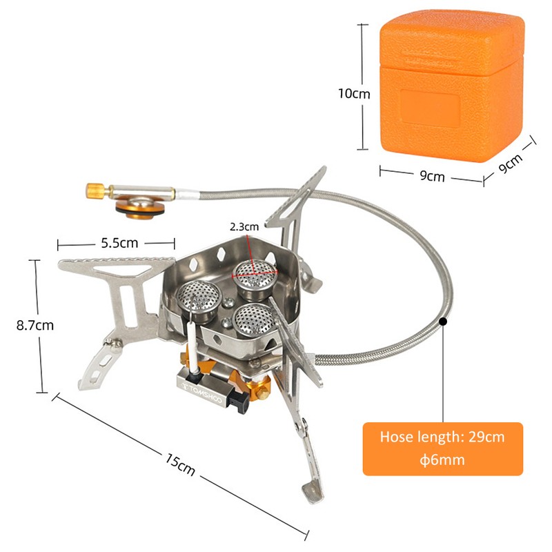 TOMSHOO 5800W Foldable Camping Gas Stove 3 Burners Piezo Ignition