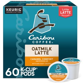 Caribou Coffee Caramel Comfort Oatmilk Latte, One Step Latte Single Serve Keurig K-Cup Pods, 60 Count (6 Packs of 10)