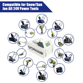 REACELL 24V 6.0Ah Battery and Charger Combo Compatible for SnowJoe, SunJoe iON+ Batteries, for 24VBAT-LTX 24VBAT-LTW 24VBAT-LTE 24VBAT-XR Battery with Charger