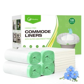 Moodooy Commode Liners for Commode Liners With Absorbent Pads,120 Bedside Commode Liners,Portable Toilet Liners Potty Chair Liners Fit All Commode Bucket