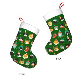 Eitqtbea Cute Cats Christmas Stockings Fireplace Hanging Socks Holders Ornament for Family Xmas Tree Party Holiday Decoration Gift