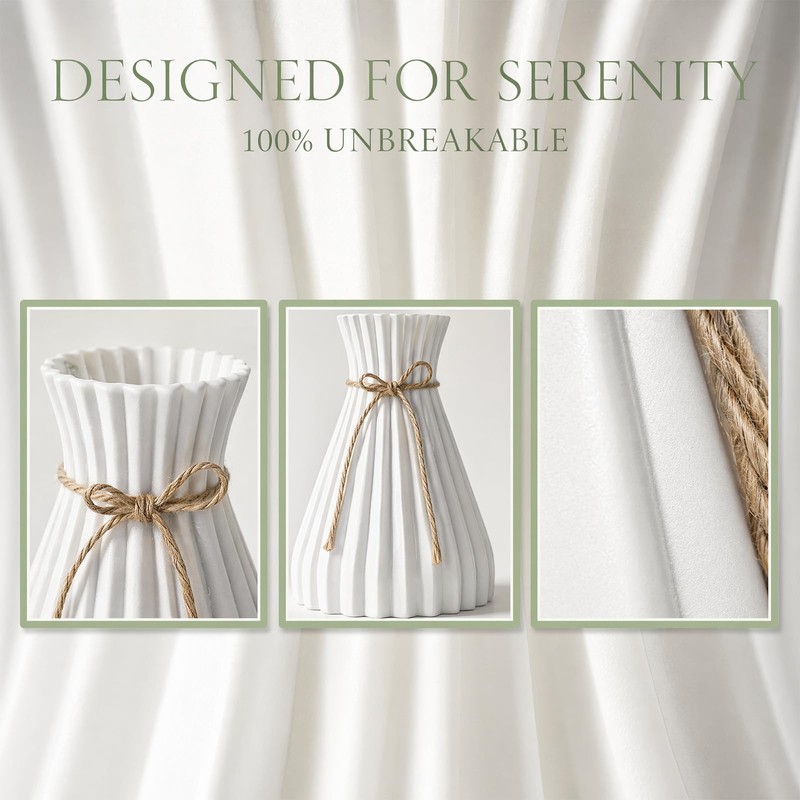 8 Pack Plastic Vases Bulk, 7" Unbreakable White Origami Flower
