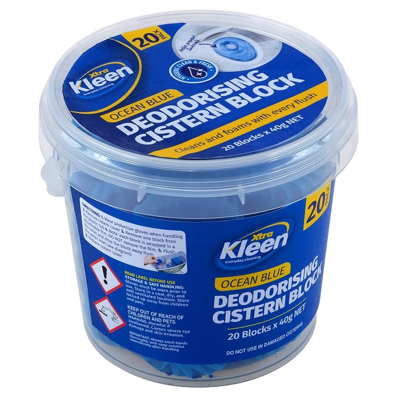 Xtra Kleen Toilet Deodorising Cistern Blocks, Ocean Blue, 40 g