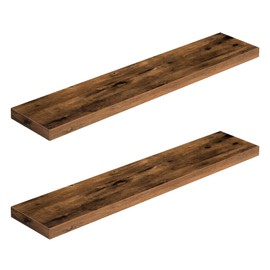 HOOBRO Floating Shelves, Wall Shelf Set of 2, 39.4 Inch Hanging Shelves with Invisible Brackets, for Bathroom, Bedroom, Toilet, Kitchen, Office, Living Room Decor, Rustic Brown BF100BJP201G2