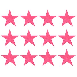 sourcing map 12Pcs Iron on Star Patches, Sew on Star Embroidered Patches, Decorative Repair Patch Applique for DIY Crafts Backpacks Bags Hats Clothes, 82mm Dark Pink