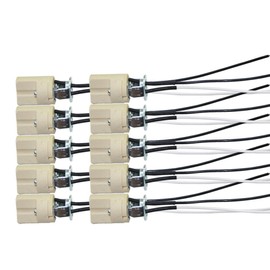 G9 Socket,Ceramic G9 Bulb Lamp Holder,G9 Bi-Pin Light Socket with Wire for G9 Base Halogen Incandescent LED House Hold Light Bulb (10-Pack)