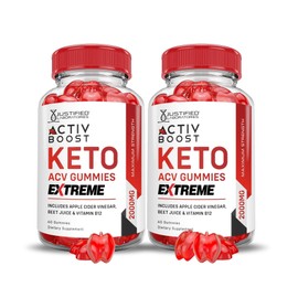 Justified Laboratories (2 Pack Activboost Keto Acv Gummies Extreme 2000MG Active Boost Formulated with Pomegranate Beet Juice Powder B12 Vegan Non GMO 120 Gummys
