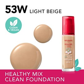 Bourjois - Base Healthy Mix Clean Foundation, base, sombra 053, beige claro, 30 ml