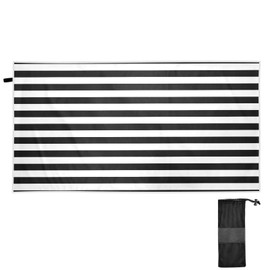 SUABO Black Striped Beach Towel 31"x71" Oversized Lightweight Travel Towel Extra Large Quick Dry Towel for Swimmers Pool Camping Women Men Vacation Gift