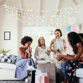Rainbow Circle Dots Hanging Garland Kit, Pastel Colors, Birthday Wedding Baby Shower Party Decorations, Photo Booth Backdrop, 5 Pieces