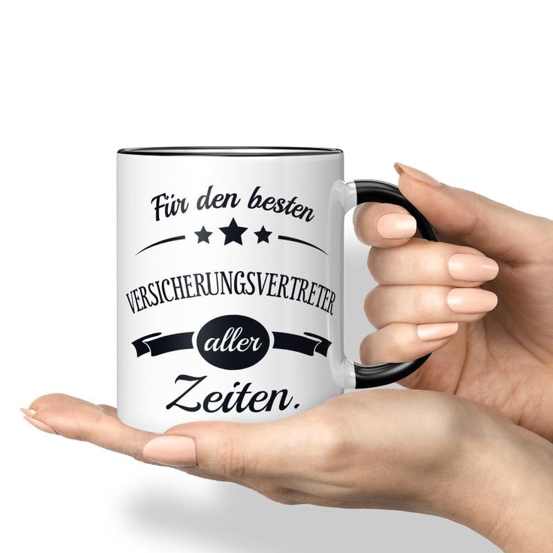 JUNIWORDS Tasse, Für den besten Versicherungsvertreter aller Zeiten, Schwarz (6106290)