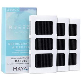 Breeze by MAYA Paultra2 Refrigerator Air Filter Replacement for Frigidaire, Pureair Ultra 2, Pure Air Ultra 2, Electrolux 242047805, 5303918847, EAP12364179 (3 Pack) Air filter by MAYA