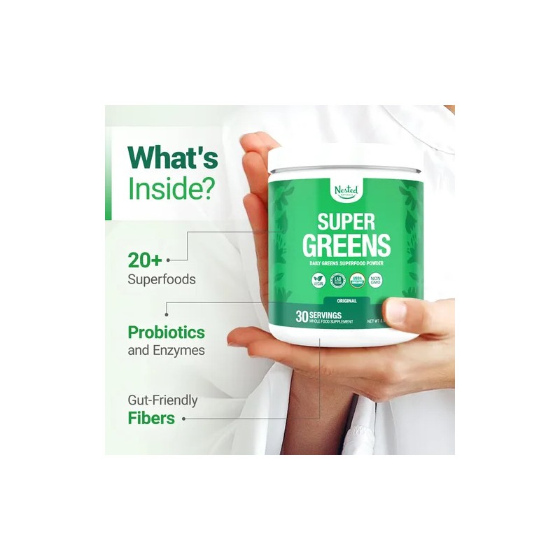 Nested Naturals Super Greens Polvo Orgánico 30 Porciones