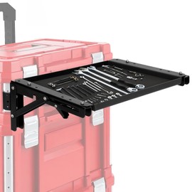 Upgrade Folding Magnetic Table Compatible with Milwaukee Packout Toolbox Side Storage, Powerful Side Tool Tray Attachment for Packout System, Black Anti-Rust Coating, Aluminum Steel Frame