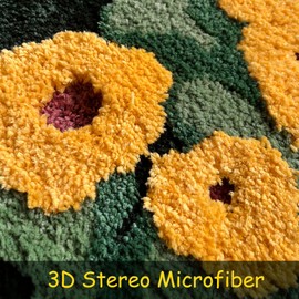 ZSHIFANG Soft Shag 3D Stereo Moss Tufted Rug 20"×35" Cute Green Door Mat Non Slip Washable Bathroom Rugs Leaf Shape Bath Mats Flower Rugs for Bedroom Bathroom Home Decor Indoor Doormat Shower Mat