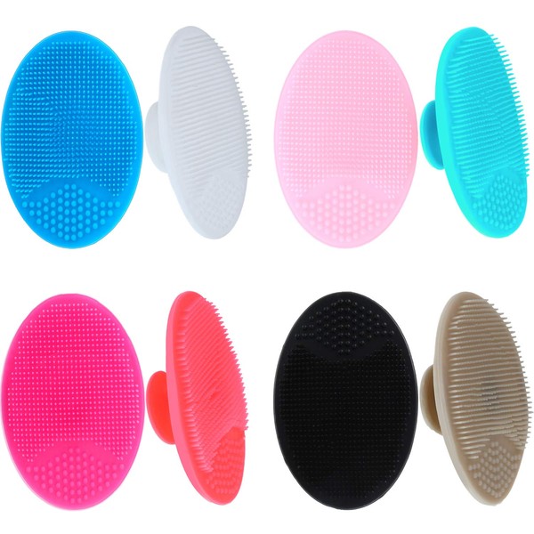 Tatuo 8 Pieces Exfoliator Face Cleansing Pads Silicone Face Scrubber Blackhead Scrubber for Daily Facial Cleaning, 8 Colors
